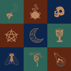 set of magic symbols celestial seamless pattern vector image