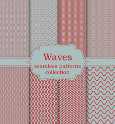 set of seamless patterns waves vector