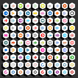 flat arrow icon hexagon web button vector image