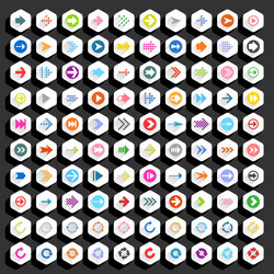 Flat arrow icon hexagon web button vector