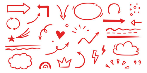 Hand drawn red line star sparkle emphasis Vector Image