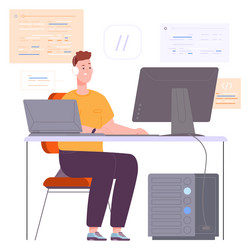 Software development process man working vector
