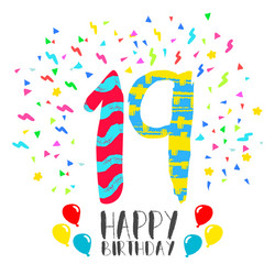 Number 19 Birthday Party Invitation Vector Image