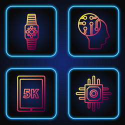 Set line processor tablet with text 5k vector