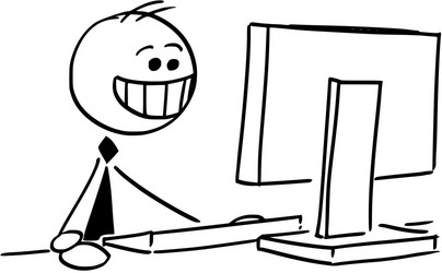 Smiling Businessman Working on Computer vector image