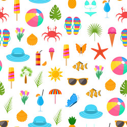 Summer time color elements seamless pattern vector