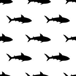 Black Shark Seamless Pattern Vector Image