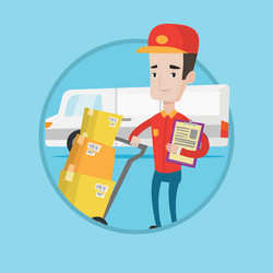 Delivery man with cardboard boxes vector