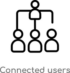 outline connected users in flow chart icon vector