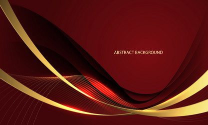 abstract gold line ribbon curve overlap on red vector image
