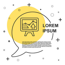 Black line computer monitor with graph chart icon vector