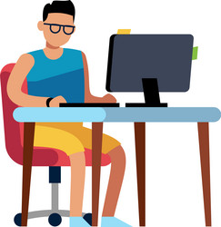 Man Working at Desk vector image