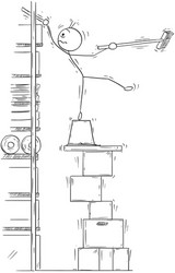 Man Balancing on Stack of Boxes vector image