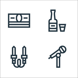 rock and roll line icons linear set quality vector image