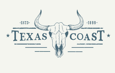 texas coast western logotype with bull skull Vector Image