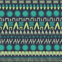 aztec tribal print on blue background pattern vector