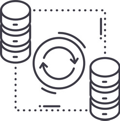 data synchronization icon linear isolated vector image