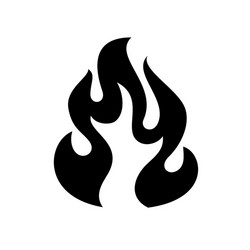 Fire flame icon black isolated on white Royalty Free Vector