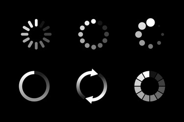 Isolated loading icon set on black background vector