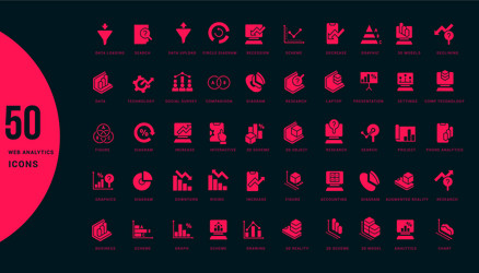 set simple icons web analytics vector image