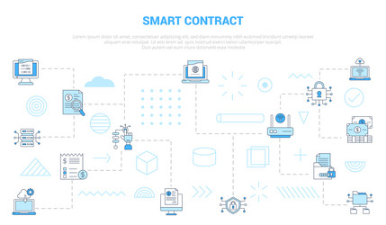 Smart contract concept with icon set template vector