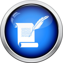 feather and scroll icon vector image
