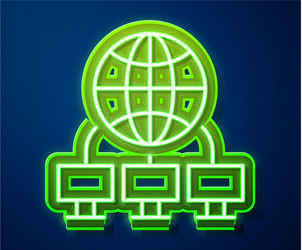 Glowing neon line computer network icon isolated vector