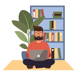 man working remotely from home vector
