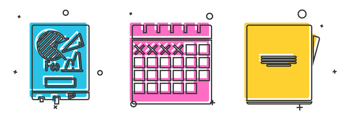 set board with graph chart calendar and notebook vector image