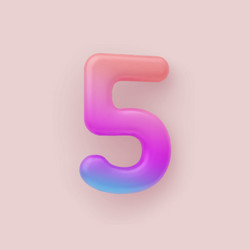 3d colorful gradient number 5 on a light vector image