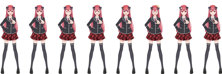 Anime Schoolgirl in Red Blazer & Skirt Vector Image