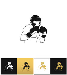 Boxer silhouette or boxing combat icon vector