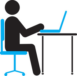 man working at computer silhouette icon vector