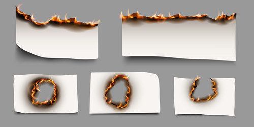 scorched smoldering paper banner burning Vector Image