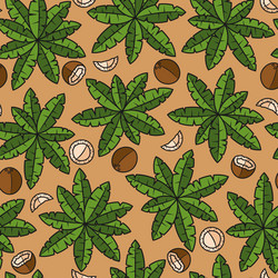 Seamless pattern with palm trees and coconuts vector