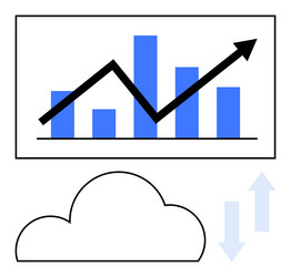 data growth chart with cloud computing and bar vector image