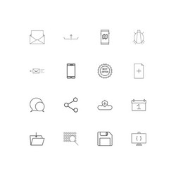 Internet technologies linear thin icons set vector