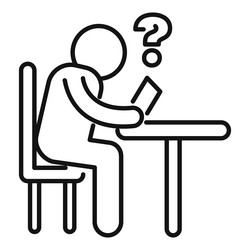 student thinking about question mark while reading vector image