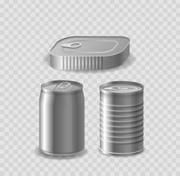 set of three metallic containers rectangular vector image