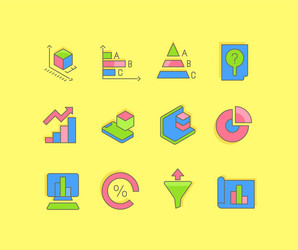 Set simple line icons web analytics vector