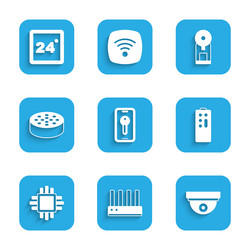 set smart key router and wi-fi signal motion vector image