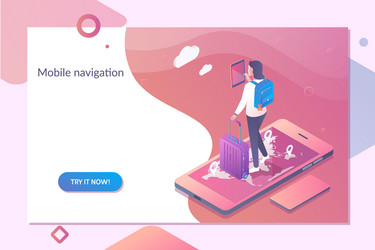 smartphone with mobile navigation app on screen vector image