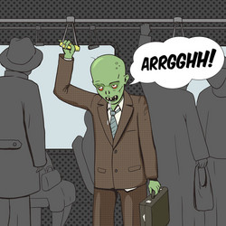 Zombie goes to work pop art vector