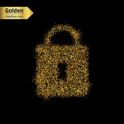 gold glitter icon of padlock isolated vector