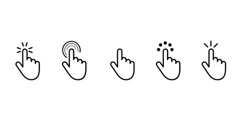 Hand Click Cursor Icon Set vector image