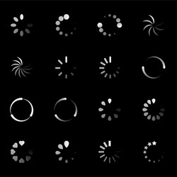 Isolated loading icon set on black background vector