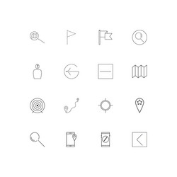 Maps and navigation linear thin icons set vector