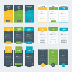 set of pricing table design templates for websites vector image