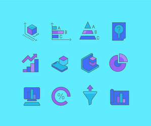 set simple line icons web analytics vector image