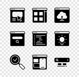 set ui or ux design browser files cloud upload vector image